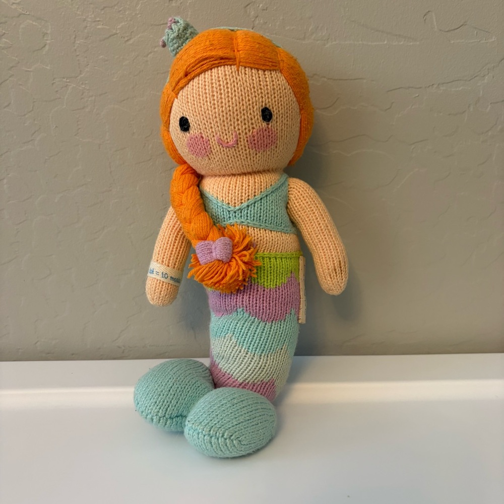 Cuddle + kind isla the mermaid 13" little size hand knit stuffed animal